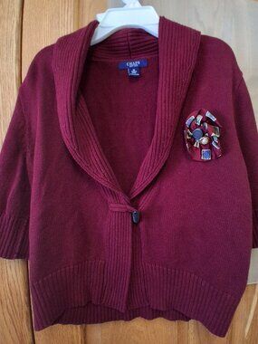 Chaps 3/4 sleeve sweater with detachable rosette